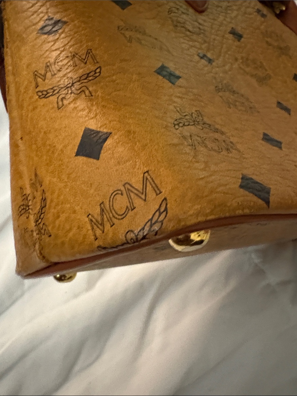 MCM Cognac Visetos Dome Satchel in Cognac and Brown - Picture 8 of 15